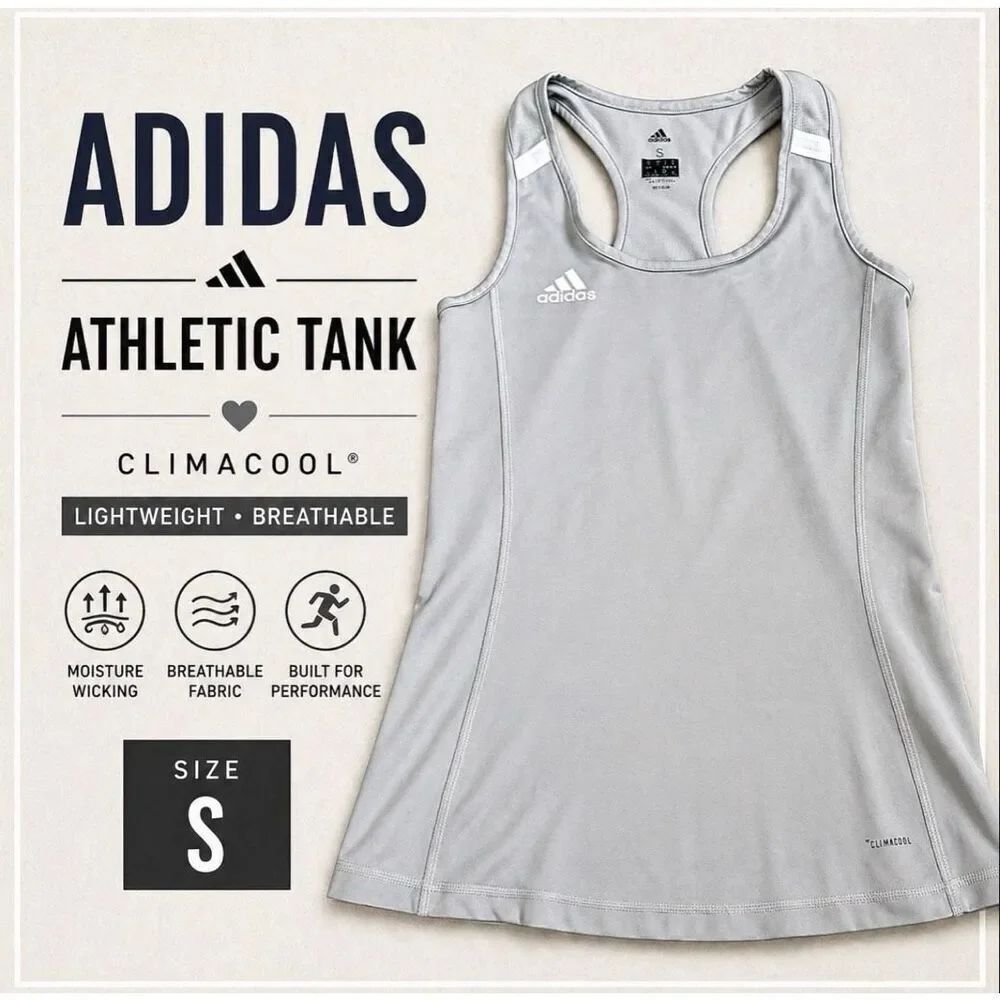 Adidas ClimaCool Athletic Tank Size S Gray Racerback Moisture Wicking Workout To